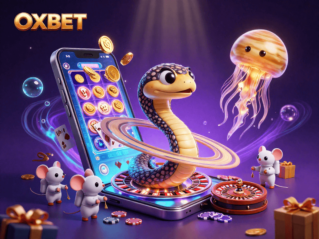 Experience OXBET's cosmic casino atmosphere with a Saturn snake roulette and astronaut mice betting.