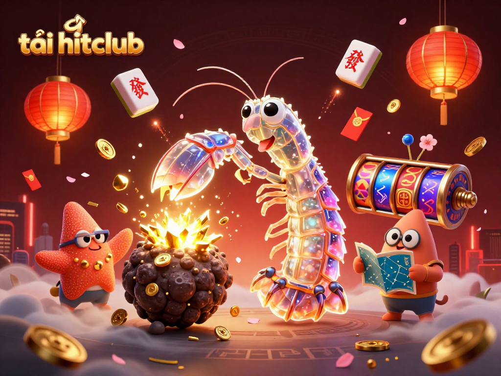 Experience the thrill of tải hitclub with a vibrant casino scene featuring dynamic characters and rich decorations.