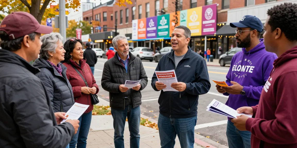 City council campaign consultant engaging with community members on the streets.