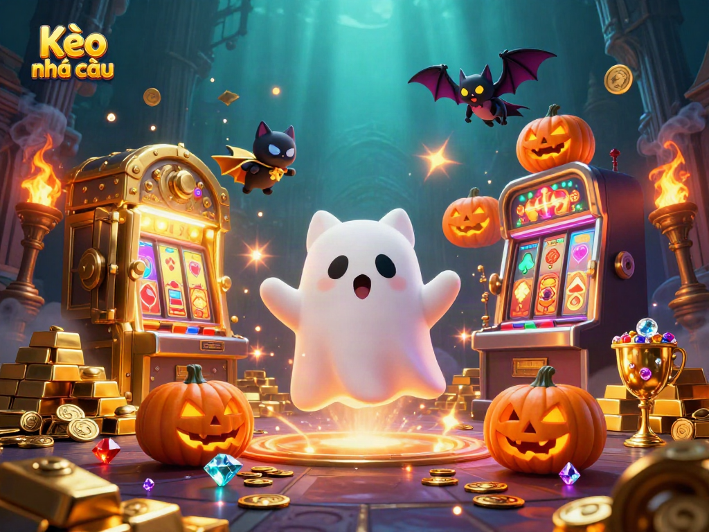 Win big with Kèo nhà cái in a vibrant casino scene featuring ghostly characters and treasure
