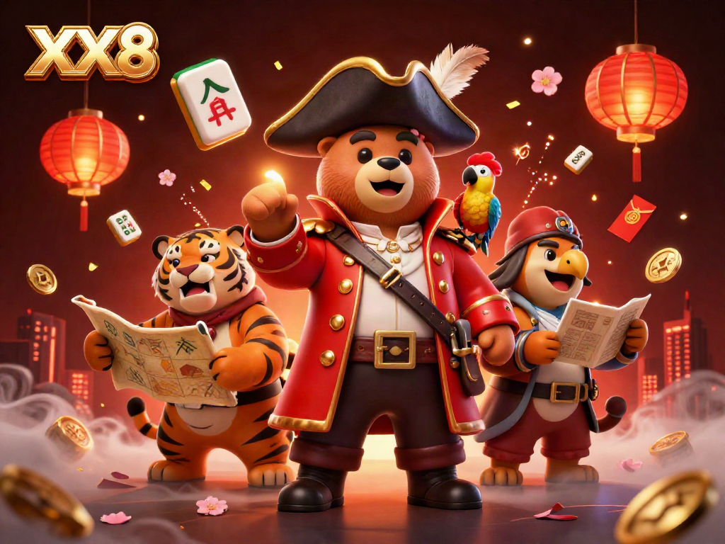 Experience the excitement of XX8 with vibrant characters and casino elements in a dynamic 3D scene.
