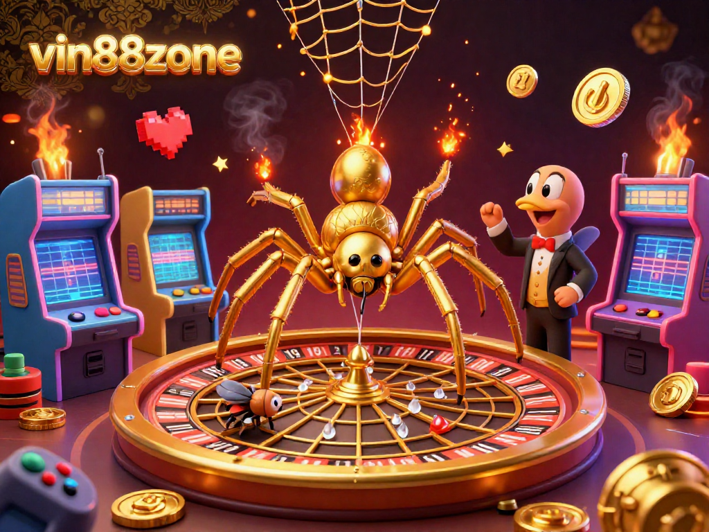 Experience thrilling bets at vin88zone in a vibrant, dynamic casino-themed 3D illustration.