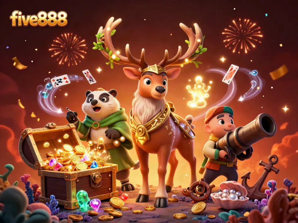 Experience thrilling gaming moments at five888 with vibrant characters and rich casino elements.