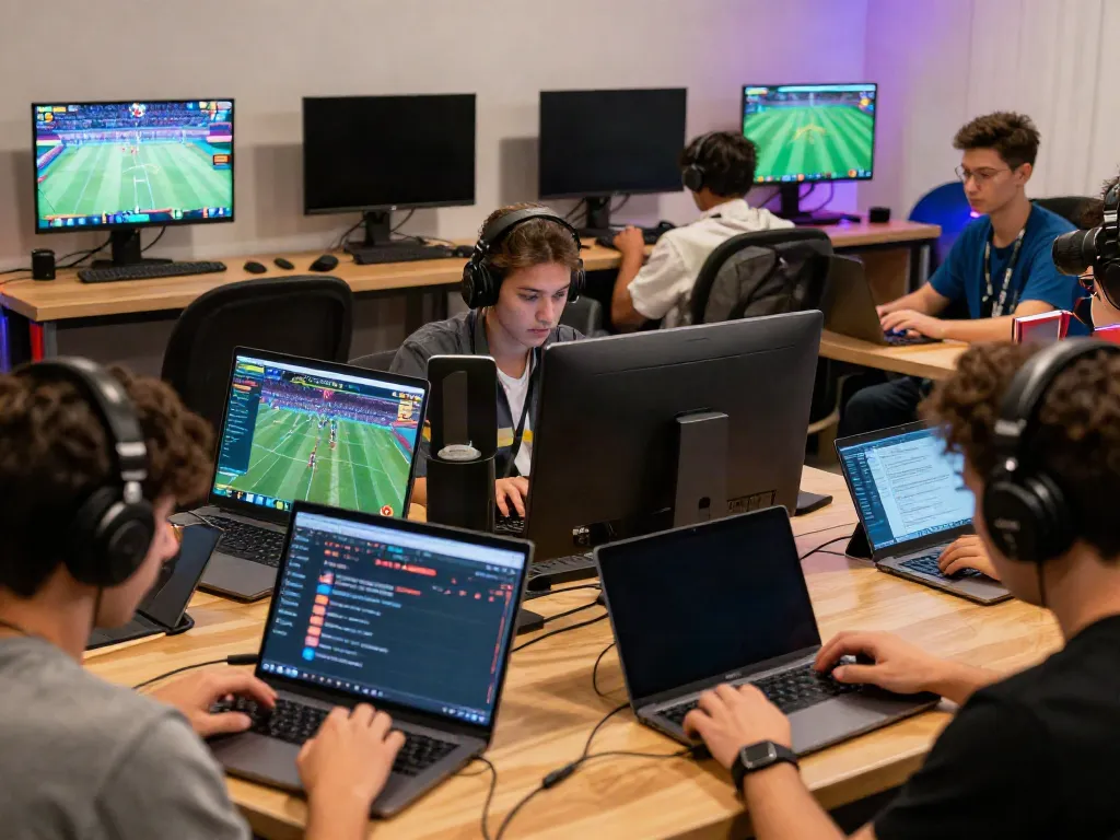 Engaging online gaming scene at https://debet.gb.net/ with players focused on sports betting and casino games.