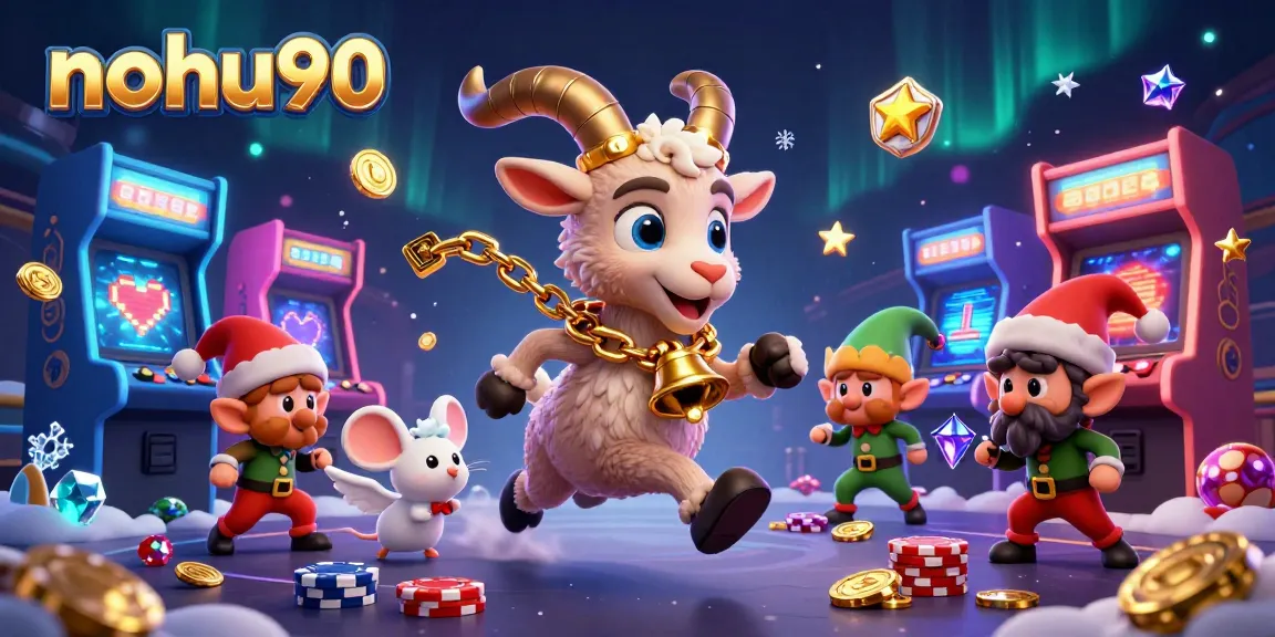 Nohu90 energizes players with vibrant slots and arcade action amidst whimsical characters.