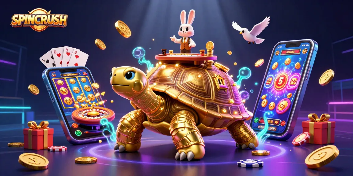 SPINCRUSH blends fun gameplay with rewards, featuring a vibrant casino scene full of exciting elements.