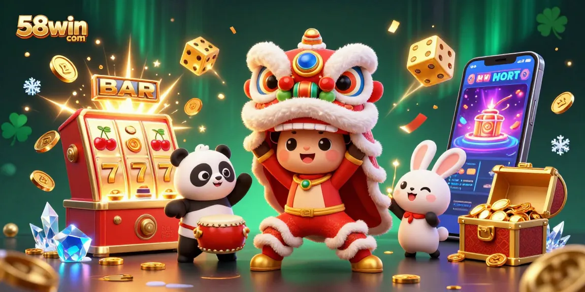 Experience thrilling action at 58win com with a vibrant 3D casino illustration of jackpot excitement.