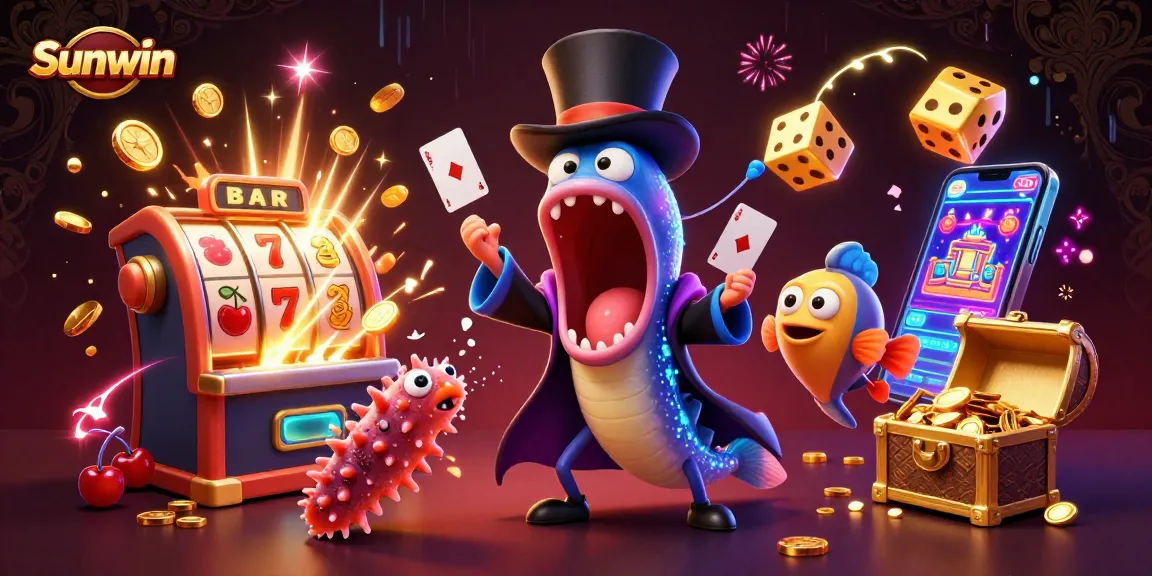 Experience the dynamic magic of Sunwin with this vibrant 3D casino scene featuring captivating characters and thrilling game elements.