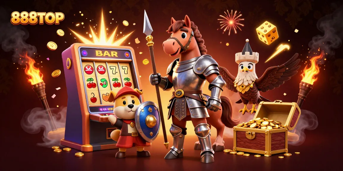 Experience excitement at 888TOP with a winning jackpot explosion and vibrant casino elements.