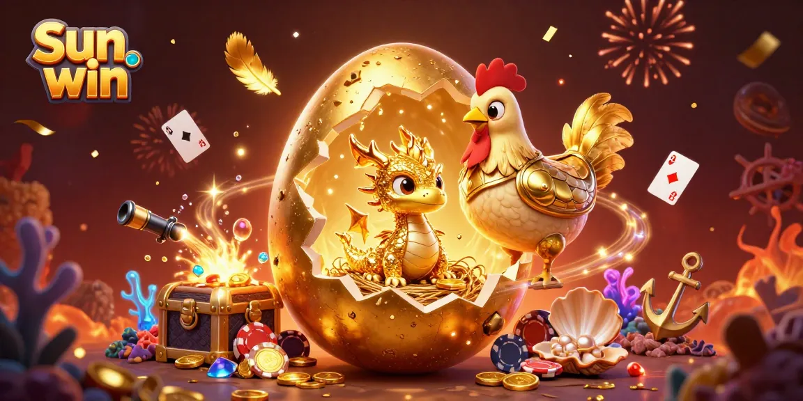 Engage with Sun win through an exciting scene featuring a golden dragon and casino treasures.