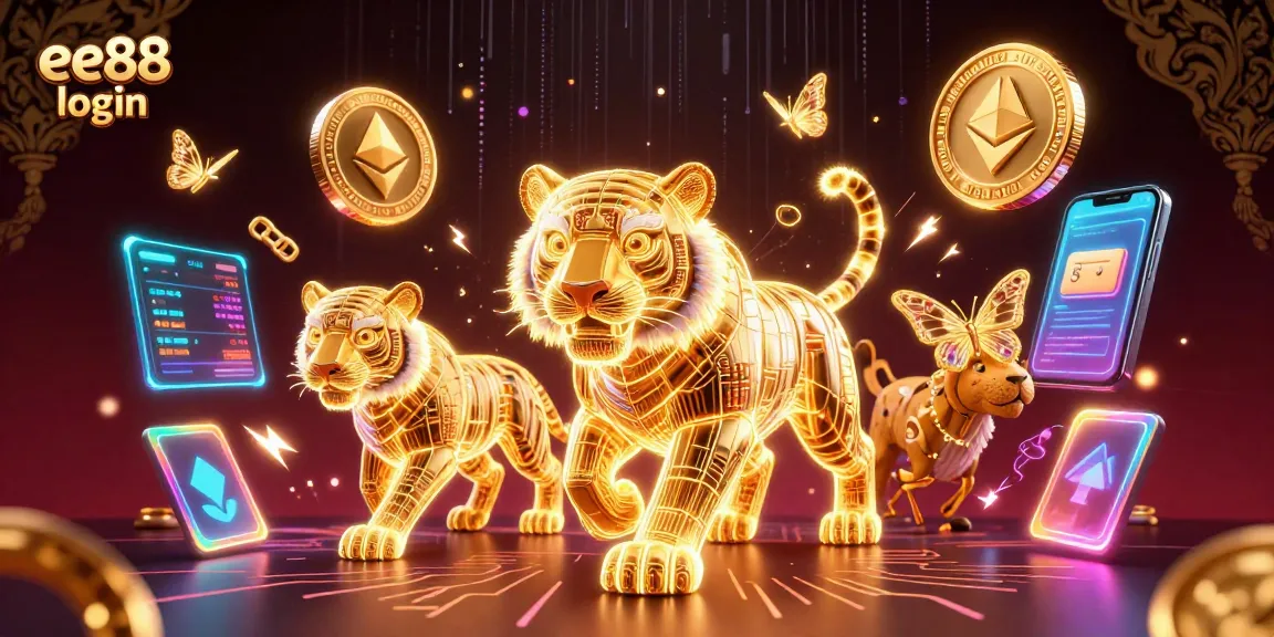 Engage with the exciting ee88 login experience showcasing vibrant cryptocurrency and casino elements.
