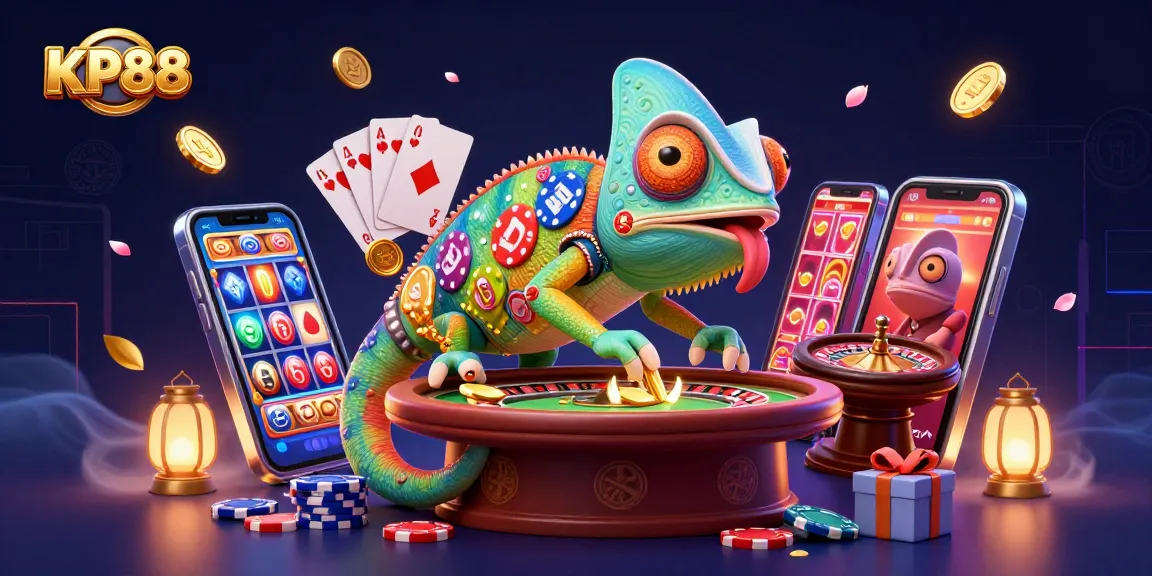 Experience captivating gameplay at KP88 Casino with golden coins erupting and vibrant gaming elements.